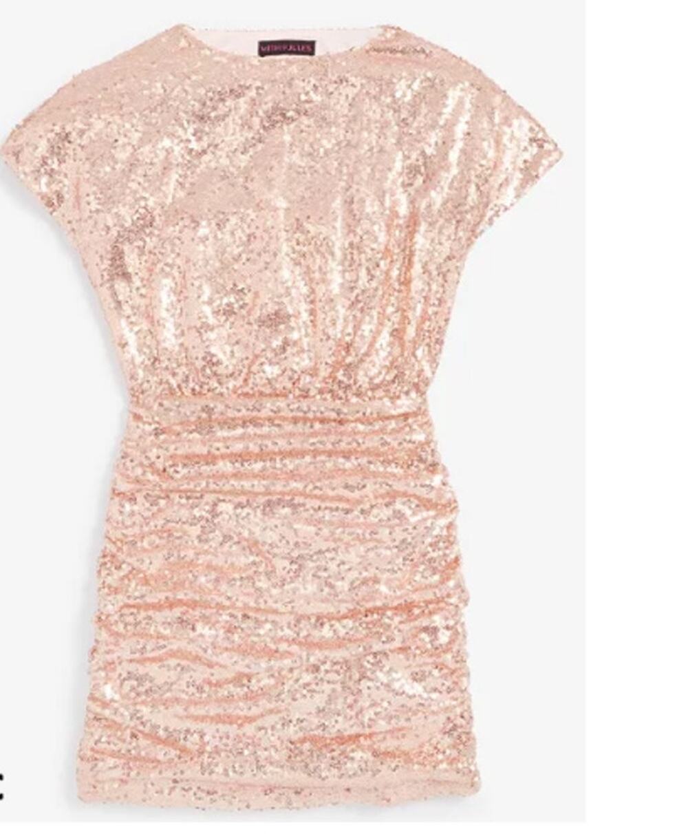 With Jules Big Girls Short-Sleeve Bloussant Sequin Dress SIZE SM